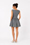 Premium Sleeveless Square Neck Flared Mini Dress with Pockets - Gray - 3
