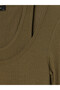 Brown U-Neck Double Layered Ribbed Blouse - 7