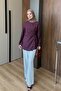Women's Side Tie Detail Stitched Tunic in Plum Color - 4