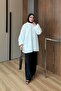Women's Collar Tie Flower Embroidery Detail Half Buttoned Tunic White - 5