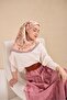 Twill Silk Scarf Large Floral Dusty Pink 90X90 - 3