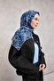 Cotton Polyester Soft Scarf Blue Lilium Patterned Non-Slip Textured 90X90 - 3