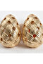 Weave Patterned Drop Design Gold Color 316L Steel Women Earrings - 3