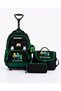 4-Piece School Bag Set with Trolley - Fixed Trolley Folding Stand (Backpack + Thermal Lunch Bag + Pen Holder + Wallet)