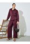 Burgundy Belted Shirt And Trousers Co-Ord Set