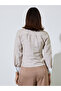Beige Striped Shirt With Contrast Collar - 5