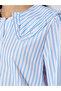 Blue Ruffle Peter Pan Collar Striped Shirt - 4