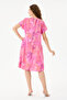 Fuchsia Italian Floral Patterned Dress with Double Side Pockets 38 - 44 Size - 5
