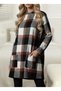 Women's Long Sleeve Semi-High Neck Pocket Detailed Plaid Woven Tunic - 2