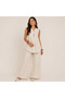 Women's Short Sleeve Wrinkled Blouse and Pants Two-Piece Set