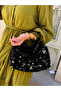 Handmade Black Sequined Women's Clutch Bag – Vip Design with Round Handle, Stylish Evening Dress Event and Evening Bag - 2