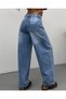 Ice Cream Color Side Panels and Knee Detail Baggy Jeans - 7