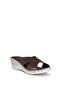 2506 Brown Genuine Leather Women's Slippers - 3