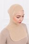 White Ninja Bonnet with Neck Collar Lycra Sports Bonnet Women's Practical Hijab Headscarf - Deniz Havuz - 5