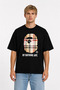 Unisex Women's Men's Bape Burb Plaid Beige Front Printed Oversized Thick Fabric Relaxed Fit T-Shirt
