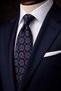 Black Motif Patterned Italian Silk Tie İk2501