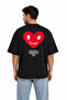 Unisex Women's Men's Tk Red Heart Back Printed Oversize Thick Fabric Relaxed Cut T-Shirt - 2