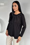Black Stone Mother Combed Cotton Blouse - 2