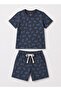 Boys Navy Gaming Controller Print T-Shirt and Shorts Set - 6