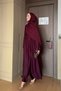 Abaya with Stone Gathered Detail on the Sleeves (Shawl Included) - Burgundy - 5