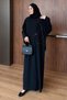 Women's Sequin Embroidered Linen Bat Sleeve Dress - 5