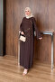 Women's Sequin Embroidered Linen Bat Sleeve Dress - 2