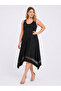Women's Plus Size Black, Tulle Detailed, Viscose Dress 65N39595 - 6