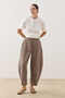 Striped Modal Barrel Pants Brown - 2