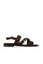 Brown Dark Suede/Leather Women's Flat Sandals