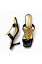 Fan Patterned Square Toe Thin Heeled Women's Slippers Heel Height 8 cm - 2