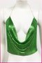 Women's Green Metal Chain Mesh Crop Top – Shiny Metal Mesh Degaje Collar Strap Party, Festival, and Night Club Combination Top - 2