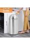 50L Stainless Steel Trash Can with Push Ball Lid Commercial Garbage Bin - 5
