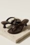 Talyano Brown Wrinkled (3 cm Heeled) Short Heeled Daily Use Slippers - 6