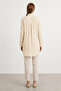 Women's Crinkle Textured Zippered Tunic Shirt – 10775Gml Beige - 3