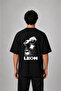 Leonthe Professional Printed Oversize Cotton Black T-Shirt