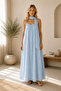 Women's Strappy Summer Embroidered Linen Dress