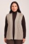Women's Sand Knitwear Openwork Woven Seasonal Vest