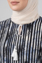 Women's Striped Patterned Crew Neck Lace-Up Woven Viscose Tunic - 2