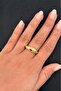 Steel Amora Pink Heart Stone Curved Ring Gold - 2