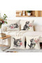 Cute Cat and Pink Floral Patterned Runner and Set of 4 Throw Pillow Covers - 4