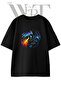 Fire Dragon Design Printed Unisex Black Oversize T-Shirt