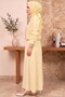 Women's Lemon Yellow Jacketed Suit Modern Cut Modest Dress - 2