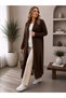Women's Long Maxi Standard Sleeve and Feathered Knitted Cardigan - 6