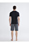 Black Standard Mold Men's Shorts Pajama Set - 4