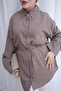 Brown Waist-Tie Striped Loose-Fit Shirt - 4