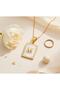Steel Gold Letter m Rectangular Stone-Looking Necklace - 2