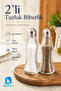 Set of 2 Glass Salt and Pepper Shakers with Metal Lids 12 cm - 2