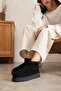 Women's High Mini Classic Suede Winter Boots with Fur Inside - Black - 2