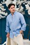 Regular Fit Buttoned Collar 100% Linen Raw Linen Summer Shirt
