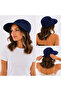 Women's Summer Navy Blue Sun Hat with Wide Brim Adjustable Sports Hat - 4